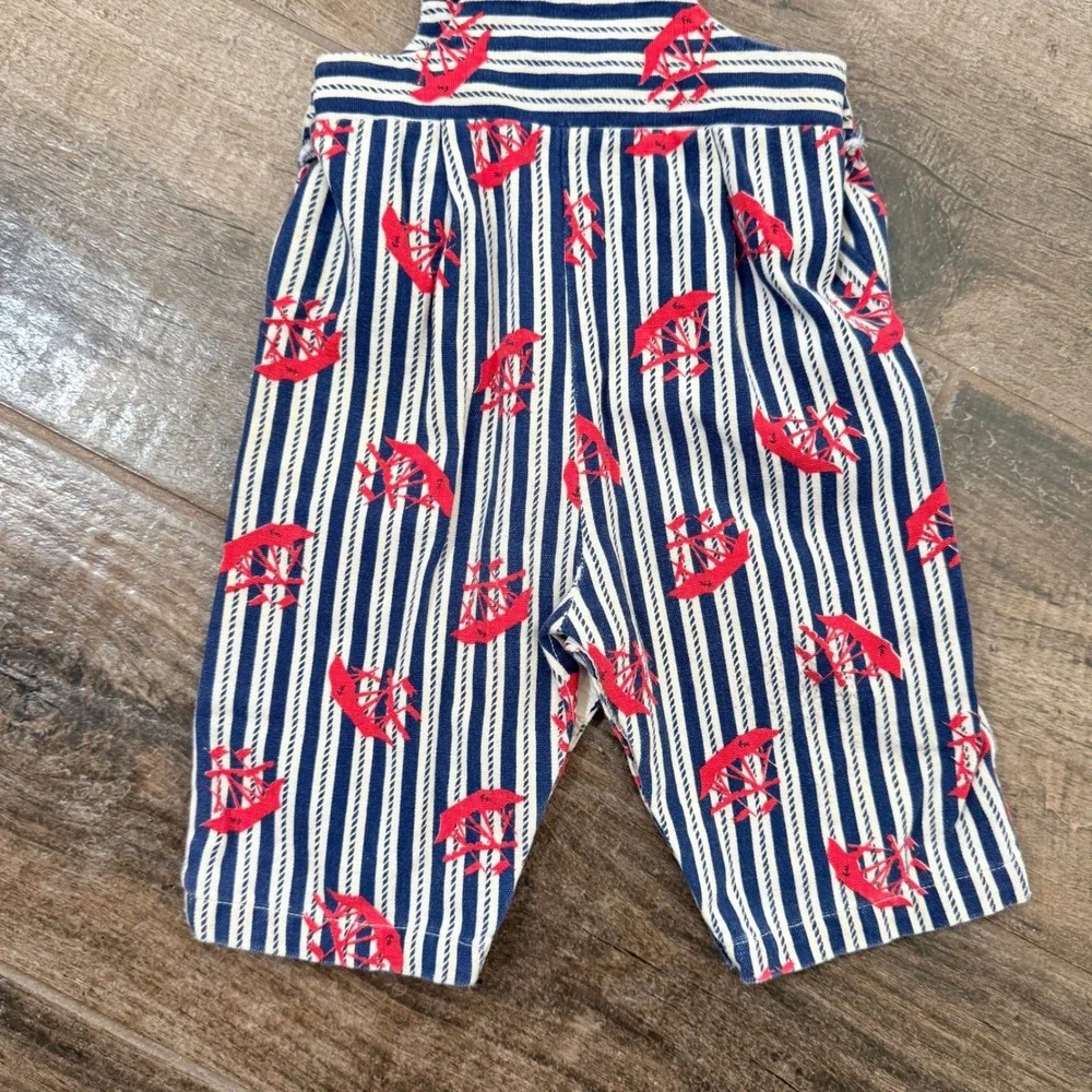 Healthtex Vintage Baby Stantoos Nautical Striped Overalls, Navy Red, 12mo